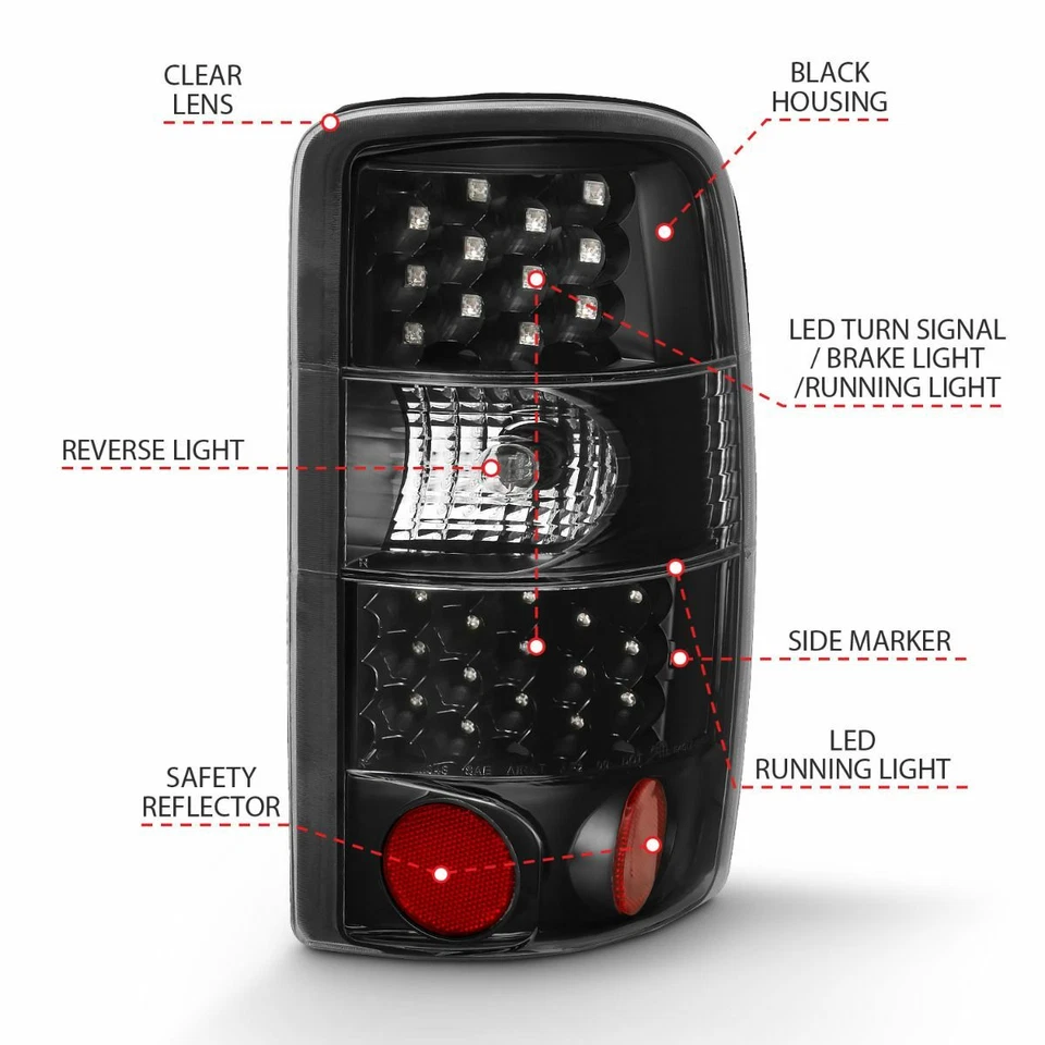 Chevy Suburban Tahoe 1500/2500 GMC Yukon XL 00-06 GMC Yukon Denali XL LED Negro Foto 4 de 4