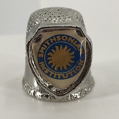 Smithsonian Institution Silver Tone Metal Thimble by Fort w/ Souvenir Shield