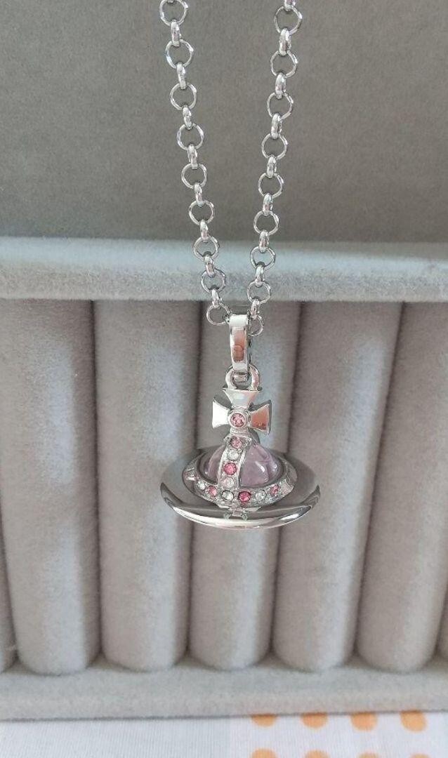 Vivienne Westwood Pink Color Orb Necklace Pendant Plated Accessory  