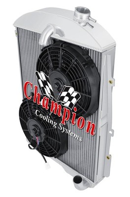 Atom Champion 3 Row Radiator W/ 2 10'' Fans for 1938 Chevrolet Master #CC38-6