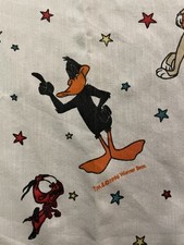 Vintage 1996 Warner Bros Space Jam Looney Tunes Flat Twin Sheet 92"x65"