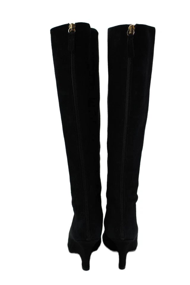 Botas hasta la rodilla Kate Spade New York para mujer con cremallera trasera tacón de cuña negras talla 8 Foto 3 de 4