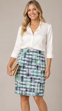 Talbots Madras Patchwork Plaid Skirt 6P Petites Cotton Pastels Lined Preppy