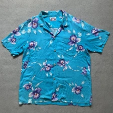 Paradise Found Shirt Mens XL VTG 70s Floral Tropical Camp Hawaiian Aloha