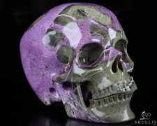 3.9" Stichtite and Serpentine Hand Carved Crystal Skull, Super Realistic