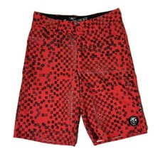 Vans Vanphibian Boardshorts Boys Size 10 Red Skateboard Skater Swimwear Youth
