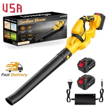 Cordless Leaf Blower 580CFM/160MPH & 4 Speed Levels Electric w/2 Batteries 3.0Ah