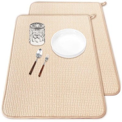 2 Pcs XXL Dish Drying Mats,Absorbent Microfiber Drainer Mat,Large Size 24×17''...