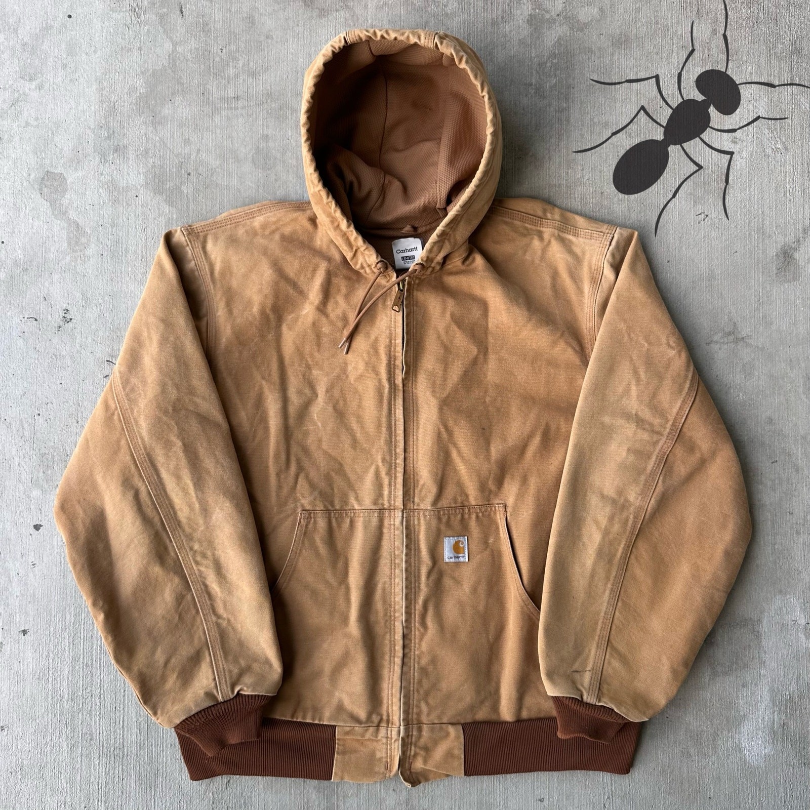 Vintage Y2K Carhartt J131 BRN brown hooded work wear jacket