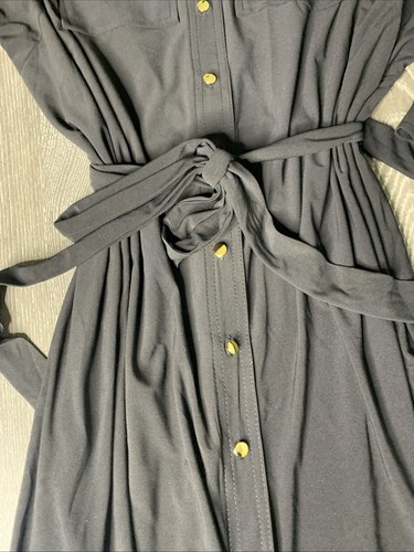 EMMA & MICHELE Black Collar upper pockets dress with Belt & gold buttons Sz 1X - Picture 3 of 7