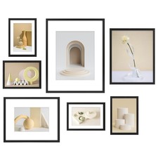 7 Pack Black Aluminum Gallery Picture Frames 11x14 8x10 5x7 Set