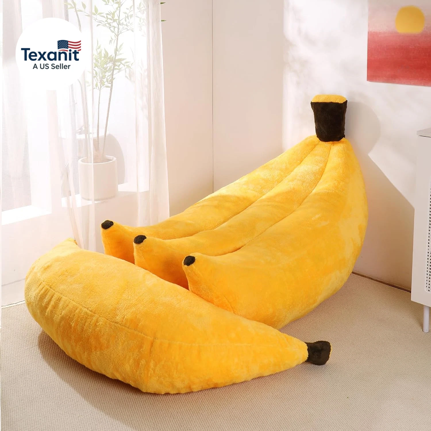 Banana Bean Bag Chair with Ottoman, Floor Sofa Bed with Footrest, Comfy Converti
Opens in a new wind