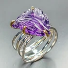 10 ct+ Natural Amethyst Ring 925 Sterling Silver Size 8 /R468036