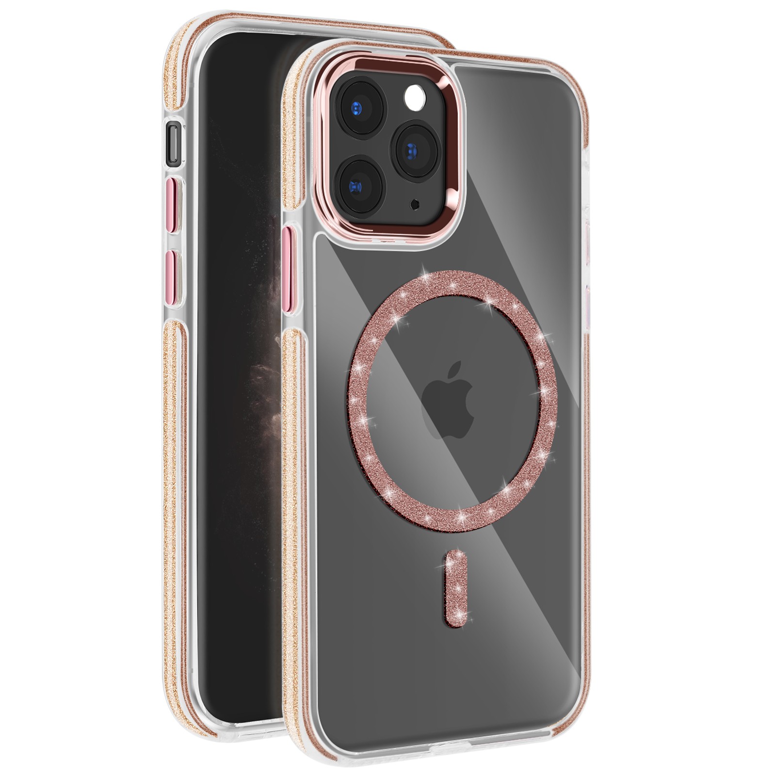 Coque iPhone 11 Pro Max antichoc souple paillettes Avizar rose