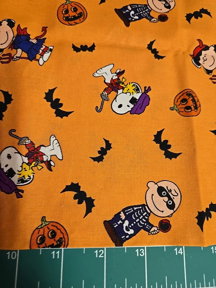 1/2码万圣节花生史努比伍德斯托克查理布朗棉织物蝙蝠 — 第 3/4 张图片