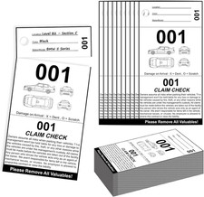 500 Count 3-Part Valet Parking Tickets with Claim Check and Key Stub