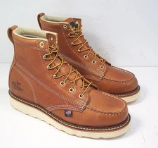 THOROGOOD MEN'S 9.5 D TAN 6" AMERICAN HERITAGE WEDGE SOLE BOOT MOC SOFT TOE