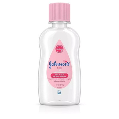 Johnson's Baby Oil, Pure Mineral Oil to Prevent Moisture Loss, Original 3 fl. oz