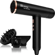 Nicebay Ionic Hair Professional Blow Dryer 3 Attachments DW-9041 - BLACK/GOLD