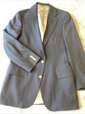 Vtg Polo University Club Ralph Lauren Wool Blazer Gold Buttons Men 42R Navy Blue