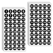 1 Inch Number Sticker, Waterproof Round Consecutive Number Stickers 1-100,Bla...
