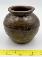 Antique Tribal Earthenware Pot – Brown Glaze Storage Jar w/ Museum Marks