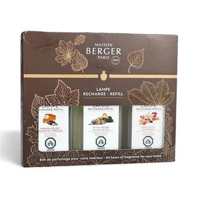 Maison Berger Lamp Refill Trio Set 3x180ml Pumpkin Fireside Dried Fruits NEW