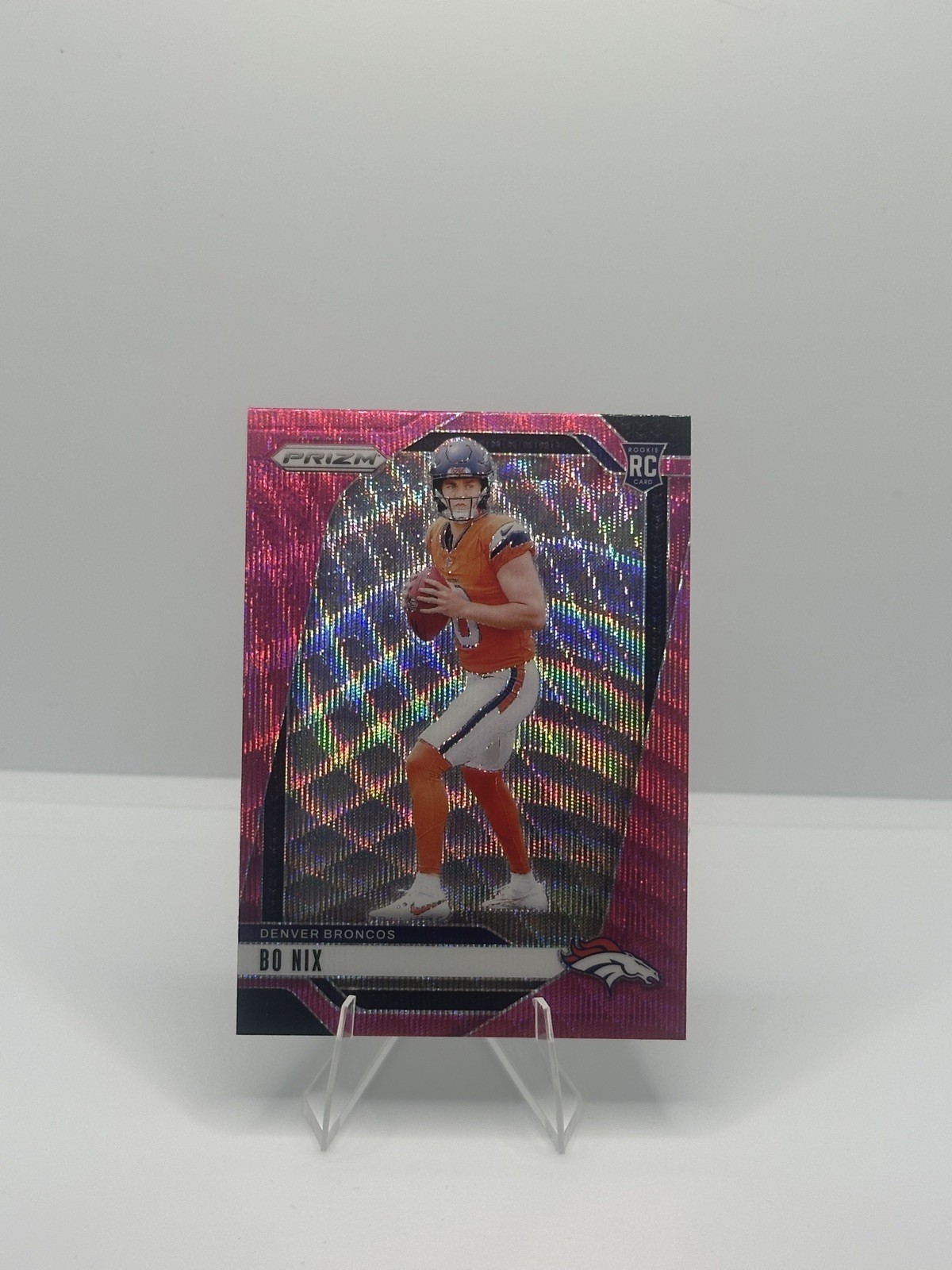 2024 Panini Prizm - Rookies Bo Nix #309 Pink Wave Prizm (RC)