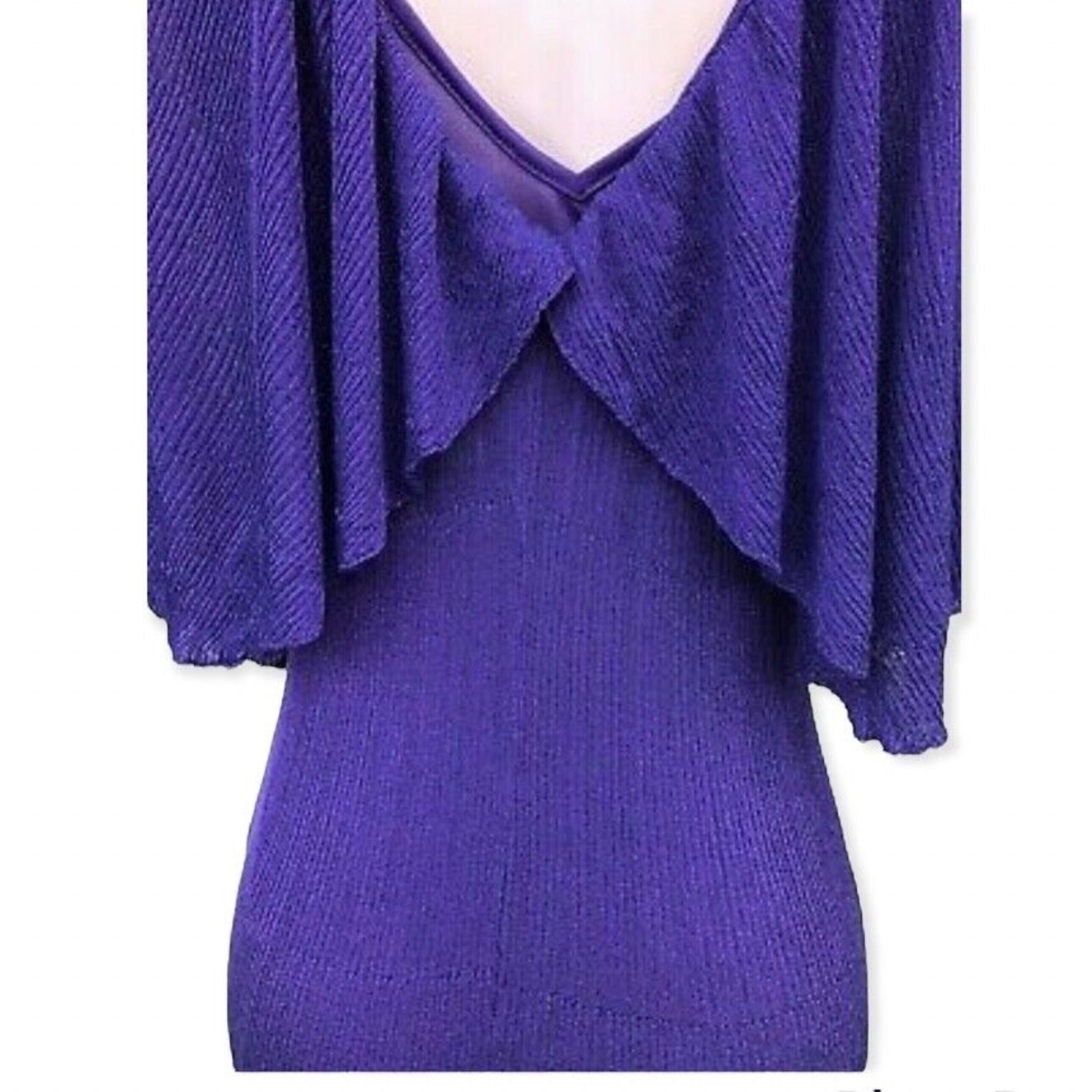 Zara Womens Metallic Shimmer Purple Long Maxi Knit Dress Size Medium thumbnail 3