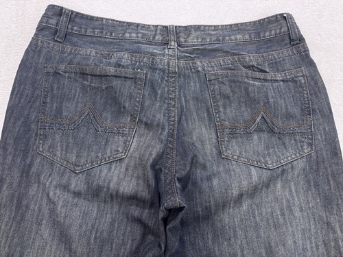 Inc Jeans Men 38 x 34 Copenhagen Bootcut Blue Whiskered Denim Western Distressed - Picture 3 of 12