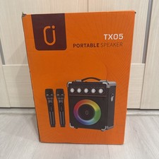 NEW Tx05 Portable Speaker Karaoke Machine with 2 Microphones Lights Bluetooth