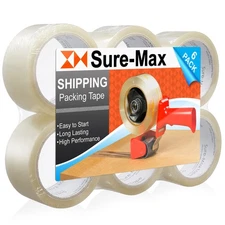 6 Rolls Clear Box Sealing Packing Tape Shipping - 2 mil 2" x 55 Yards (165')
