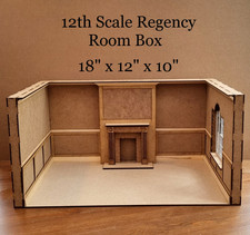 Doll House 12th Scale Regency Room Box. Georgian Style with Fireplace, Window.