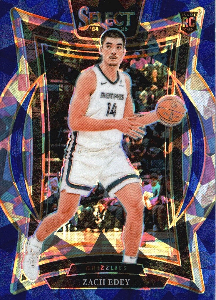 2024-25 Panini Select #98 Zach Edey Blue Cracked Ice Prizm