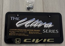Honda Civic License Plate Frame Stainless Glossy Black Ultra Series
