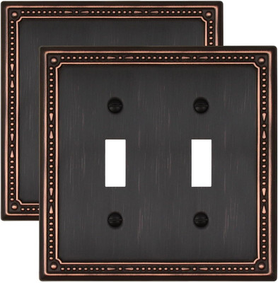 2-Pack Aged Bronze Double Toggle Wall Plates, 2 Gang Light Switch Covers