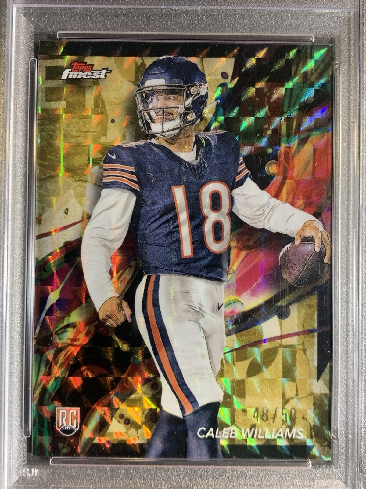 2024 Topps Finest Caleb Williams #61 Gold Refractor /50 (RC) PSA 10 GEM view 2