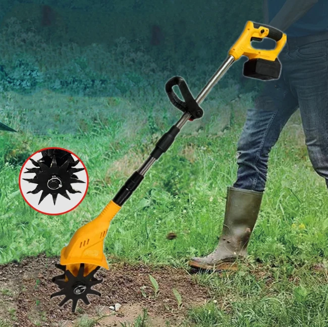 Tragbar Gartenfräse Bodenfräse Motorhacke Bodenhacke Kultivator mit 2 Akku - Bild 3 von 4