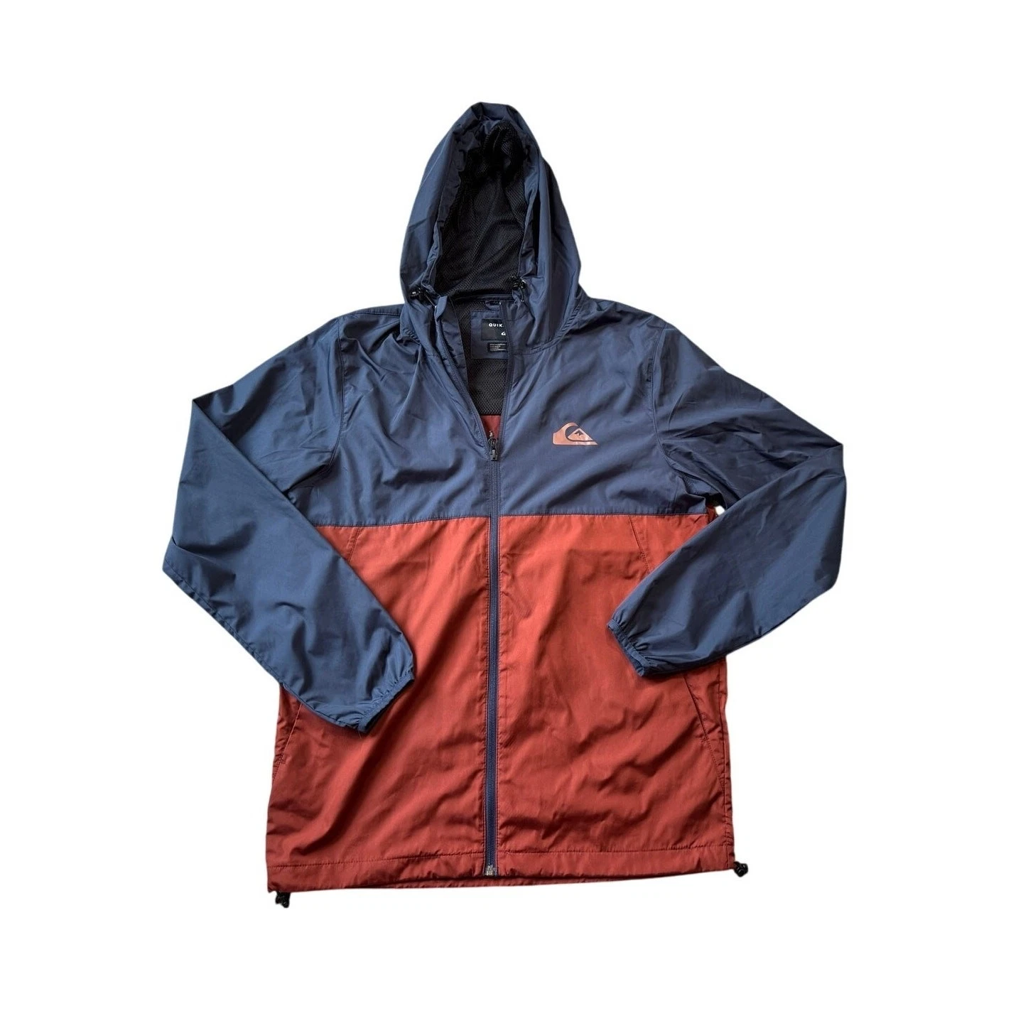 QUIKSILVER Windbreaker size Men's Medium, Blue & Rust color, hooded
