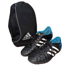 adidas 11Questra TRX FG Football Boots - Black/Solar Blue - UK 11 + Boot Bag