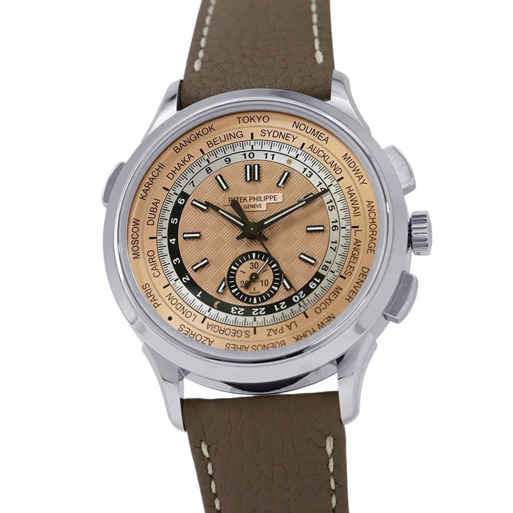 Patek Philippe — PATEK PHILIPPE Complications World Time Chronograph 41mm Stainless Steel/Lea...