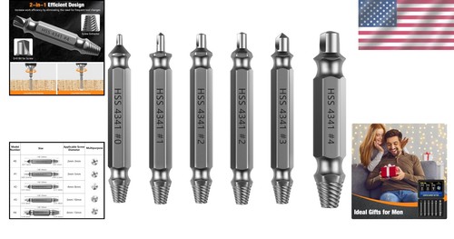 Ultimate 6-Piece Screw Extractor Kit - Dual-Head Design for Easy Repairs - Foto 2 di 10
