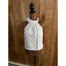 Banana Republic White Linen Blend Ruffle Halter Top NWT Size 0