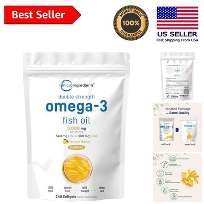 Extra Strength Omega-3 Fish Oil 3,000mg | 240 Softgels   Easy to Digest & Pure