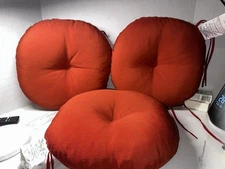 15" Round Outdoor Bistro Cushion - SET OF 3- Rust - Terracotta - Ties On