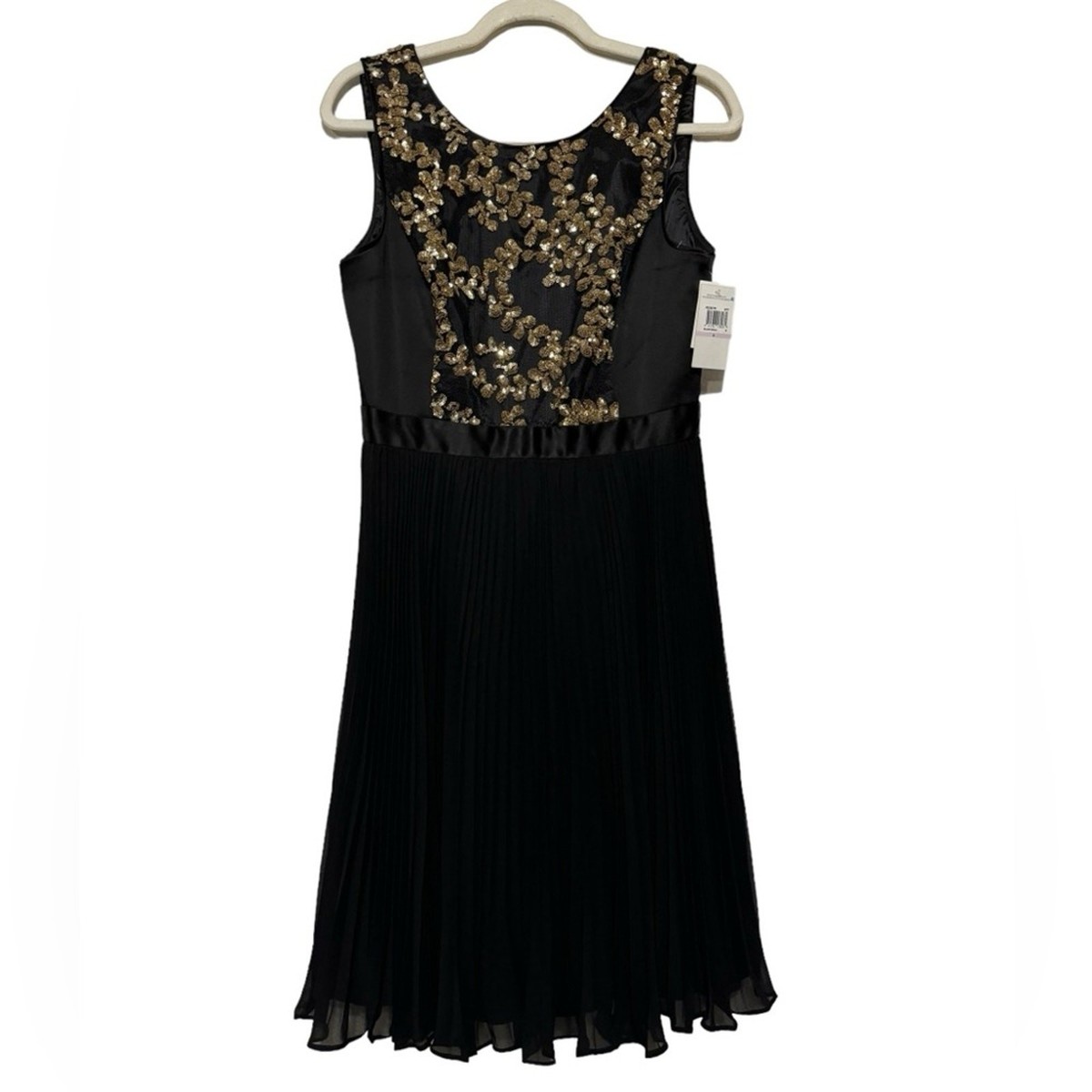 green emerald velvet dress Dazzling Black Gold Foiled Smocked Fit & Flare Dress Medium main image 1