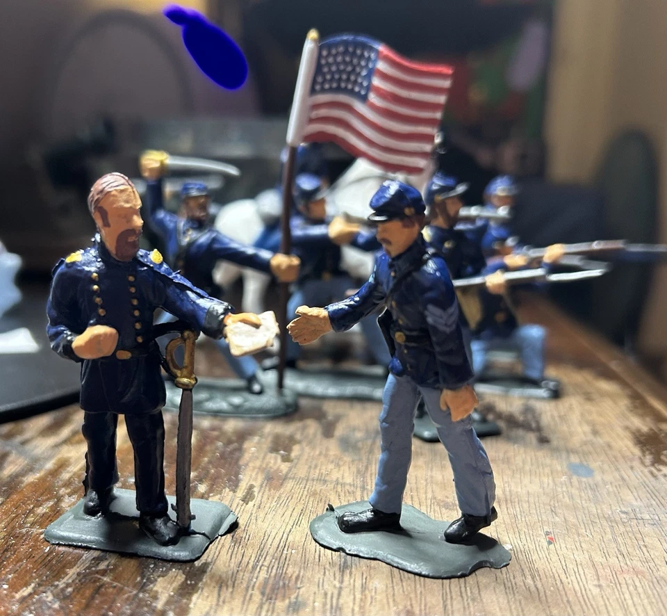Infantería de la Unión ACW con oficial juguete pintado a mano soldados 54 mm 1/32 Foto 2 de 4