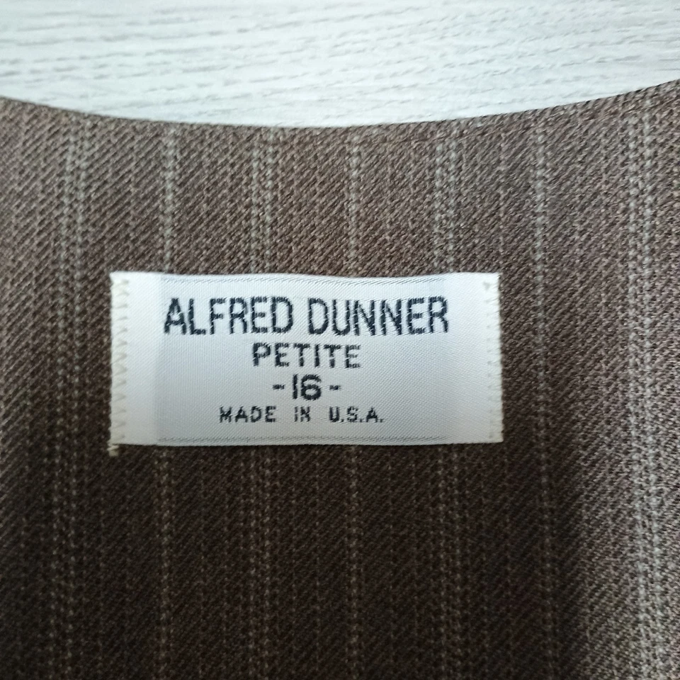 Женский блейзер Alfred Dunner в коричневую полоску на золотых пуговицах офисный рабочий размер 16 миниатюрный - Изображение 3 из 4