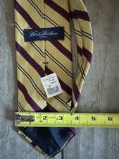 Brooks Brothers Makers USA England Yellow Gold Maroon Stripe Silk Necktie NWT
