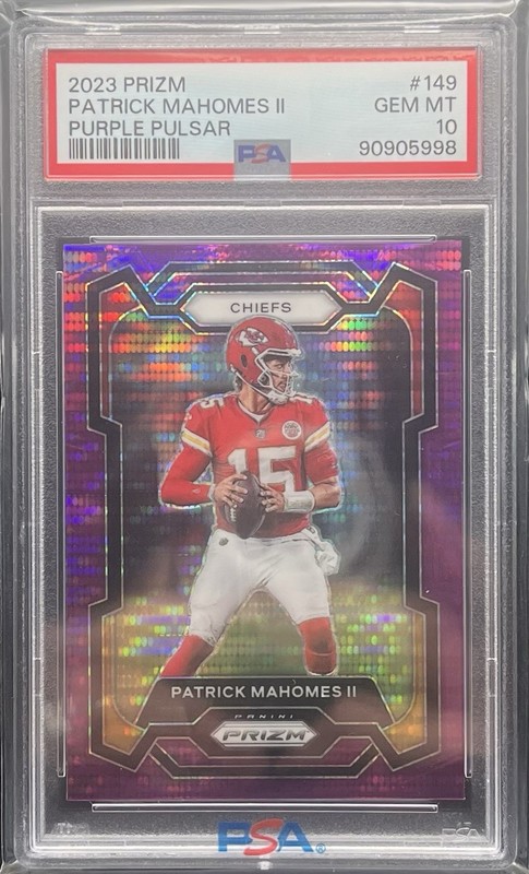 Patrick Mahomes 2023 Panini Prizm Purple Pulsar #149 | PSA 10 | POP 29!